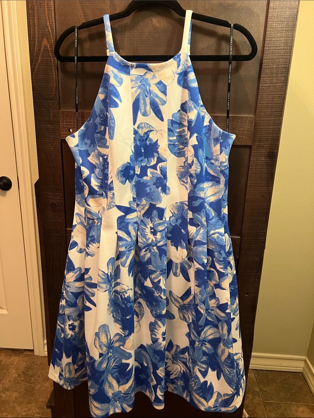 Vince Camuto Halter Neoprene Pleated Dress!